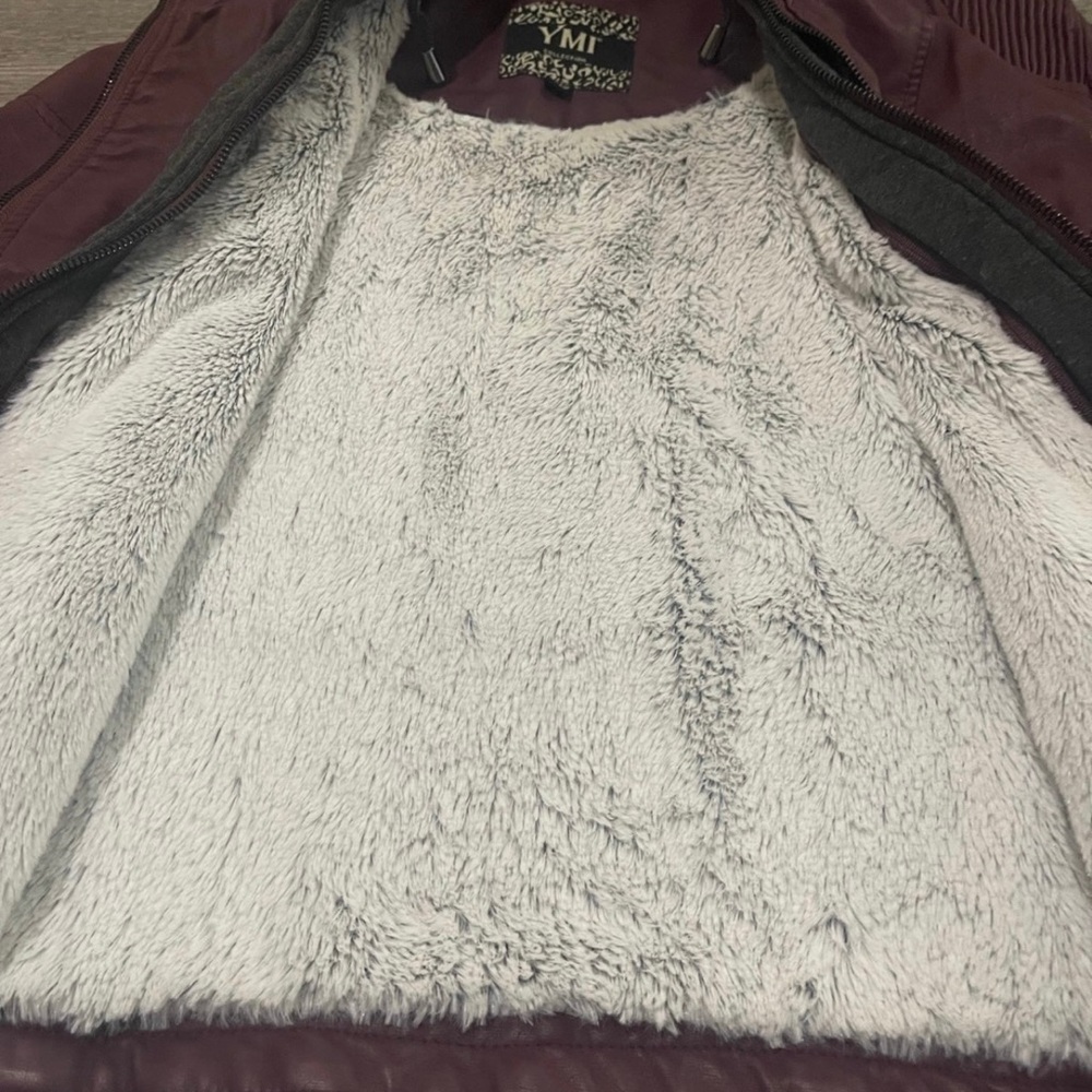 YMI Collection faux women’s hooded leather jacket - Picture 3 of 6